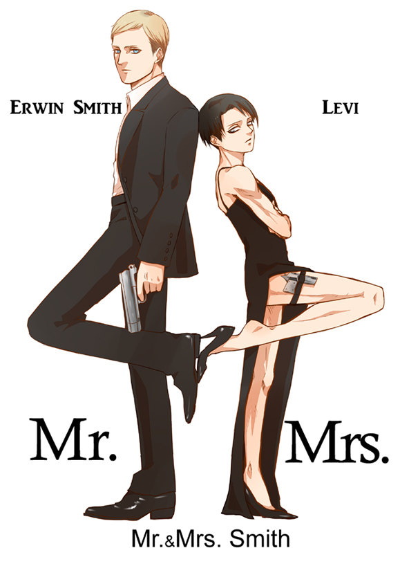 levi and erwin smith (shingeki no kyojin and 1 more) drawn ...