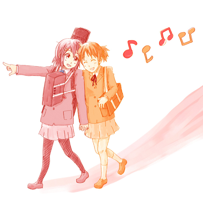 hirasawa yui and hirasawa ui (k-on!) drawn by bonjin