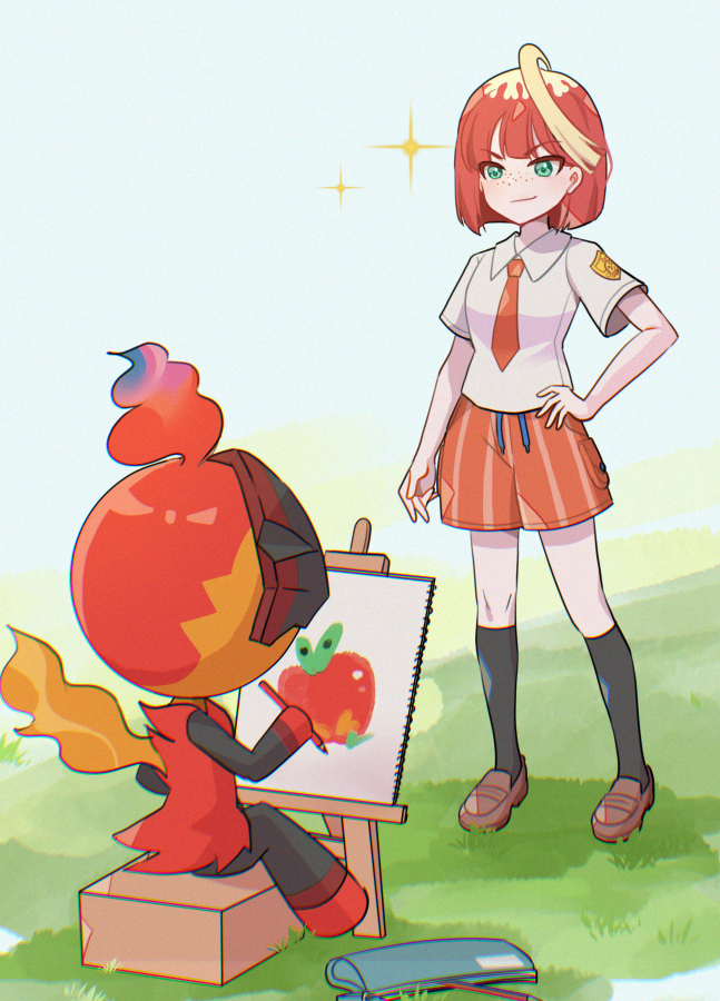 applin, mela, and charcadet (pokemon and 1 more) drawn by mizuiro123