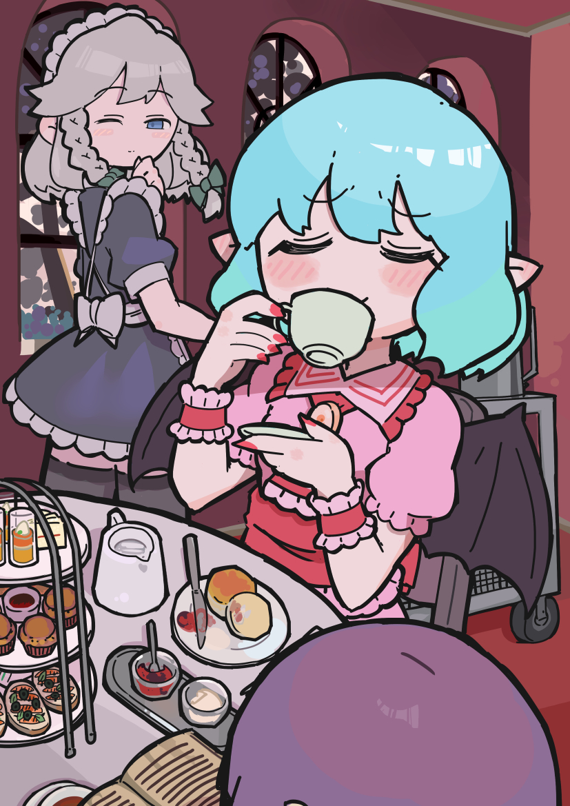 remilia scarlet, izayoi sakuya, and patchouli knowledge (touhou) drawn by yugi_0928