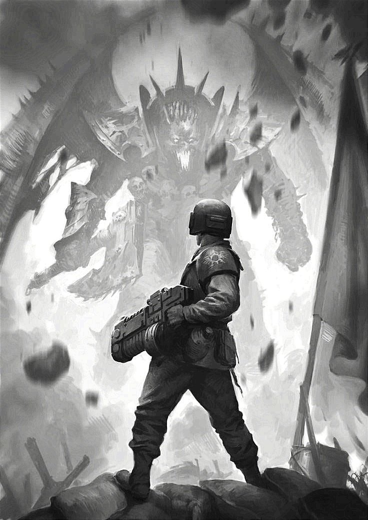 astra militarum, angron, and ollanius piers (warhammer 40k) drawn by mikhail_savier