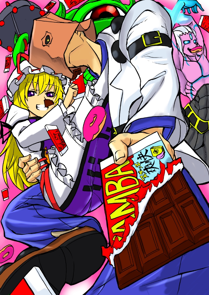 yakumo yukari, faust, shuma gorath, and magaki (touhou and 3 more) drawn by dom1no
