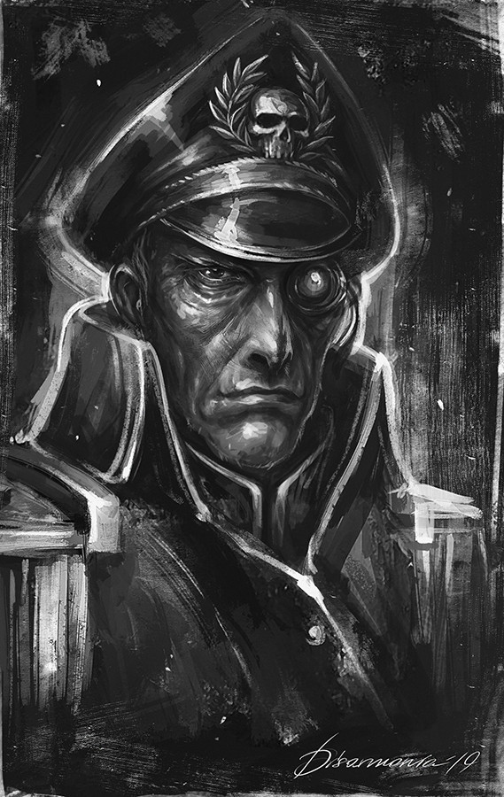 commissar and sebastian yarrick (warhammer 40k) drawn by veronica_anrathi