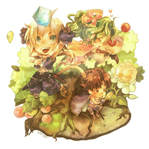 terra branford, moogle, zidane tribal, and bartz klauser (final fantasy and 4 more) drawn by sui_(petit_comet)