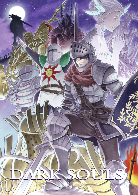 chosen undead, solaire of astora, dragon slayer ornstein, great grey wolf sif, siegmeyer of catarina, and 6 more (dark souls and 1 more) drawn by miyasumi_(jam_session)