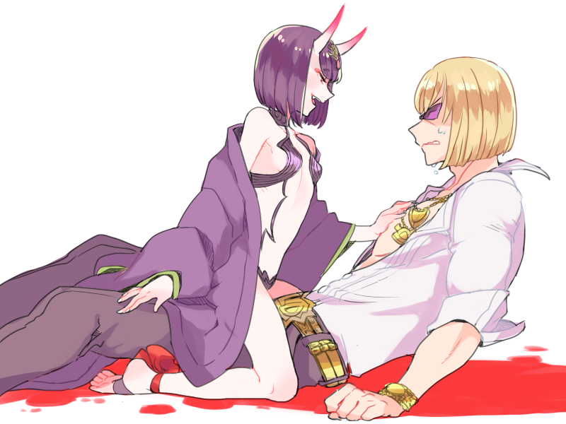shuten douji and sakata kintoki (fate and 1 more) drawn by zbura