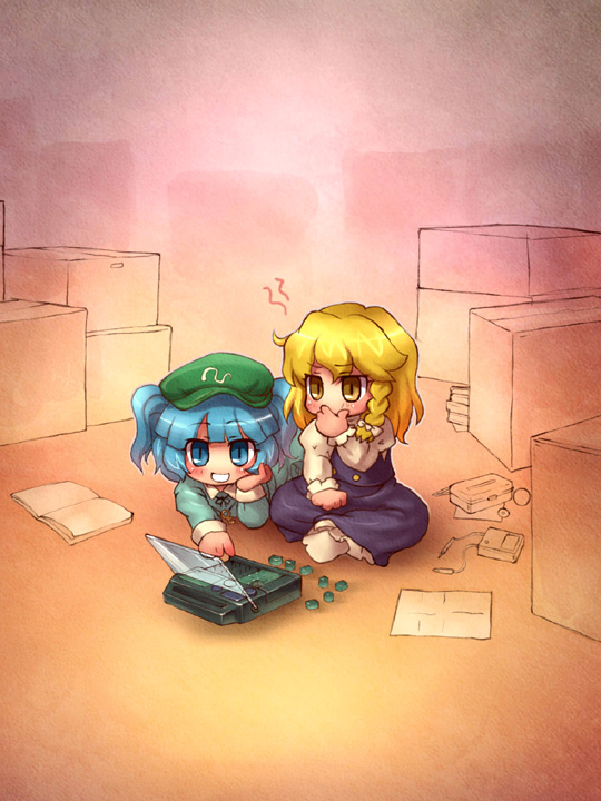 kirisame marisa and kawashiro nitori (touhou) drawn by sankuma