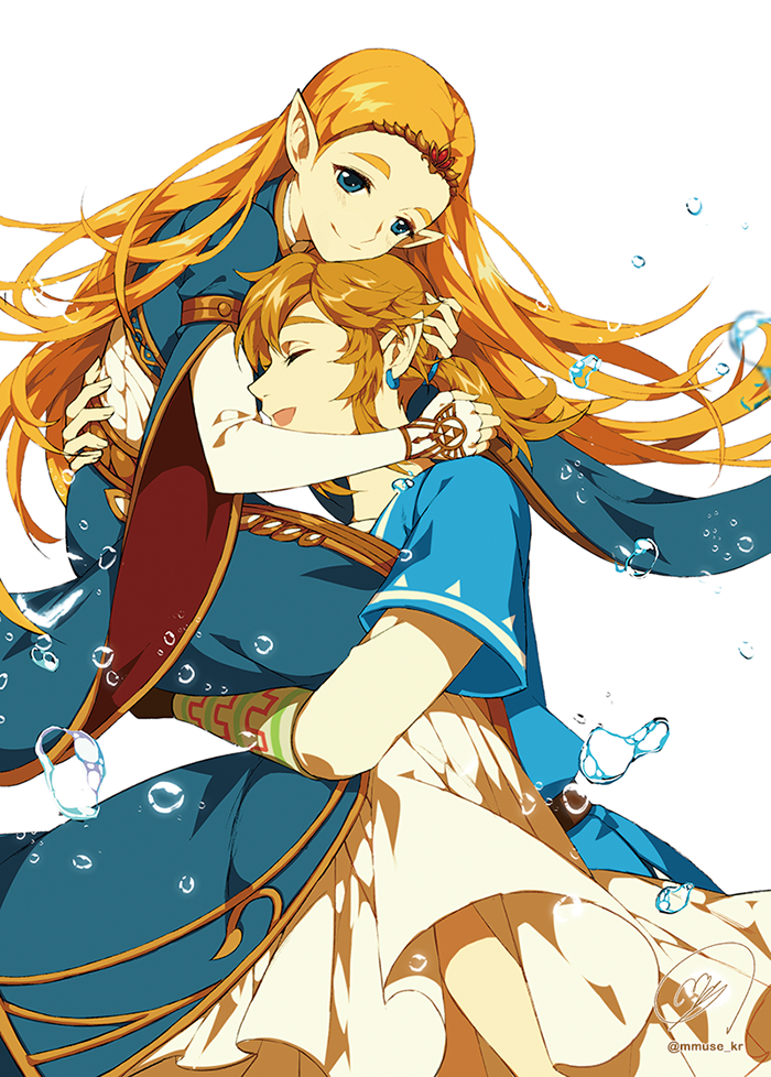link and princess zelda (the legend of zelda and 1 more) drawn by muse_(rainforest)