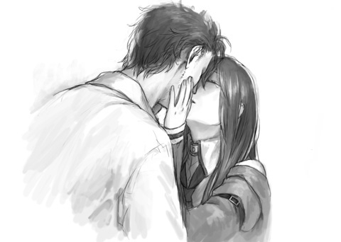 makise kurisu and okabe rintarou (steins;gate) drawn by miya_(hooooo)