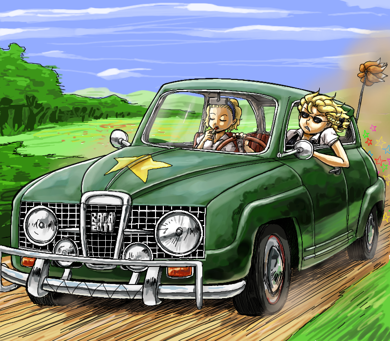 kirisame marisa and alice margatroid (touhou and 2 more) drawn by spidu
