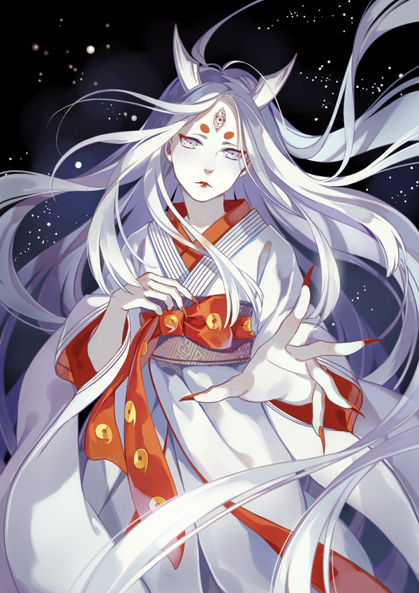 ootsutsuki kaguya (naruto and 1 more) drawn by kebei