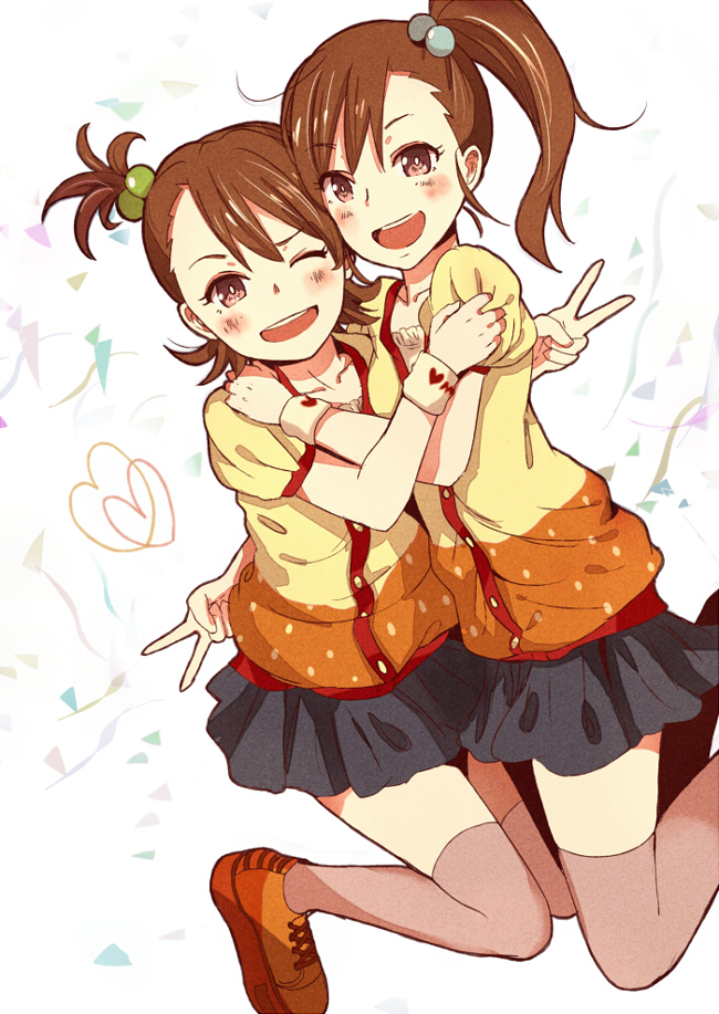 futami mami and futami ami (idolmaster) drawn by tanaka_(colorcorn)