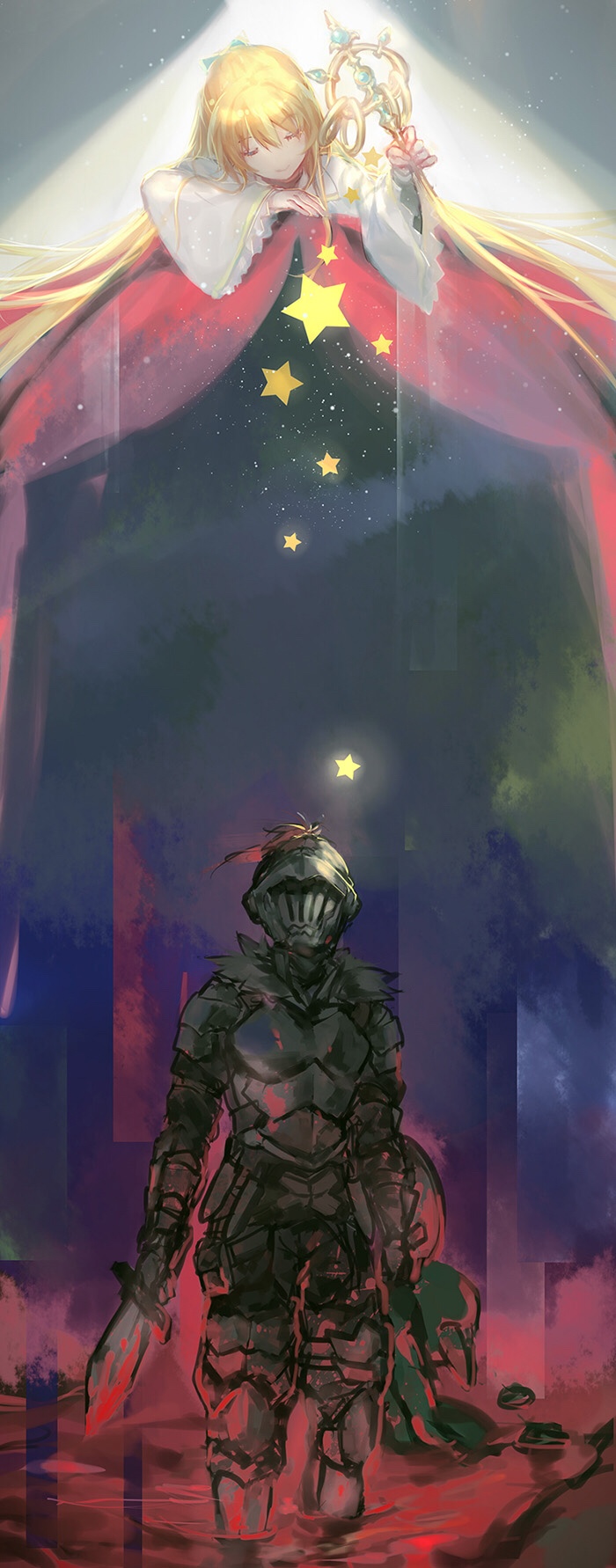 priestess and goblin slayer (goblin slayer!) drawn by fuurin