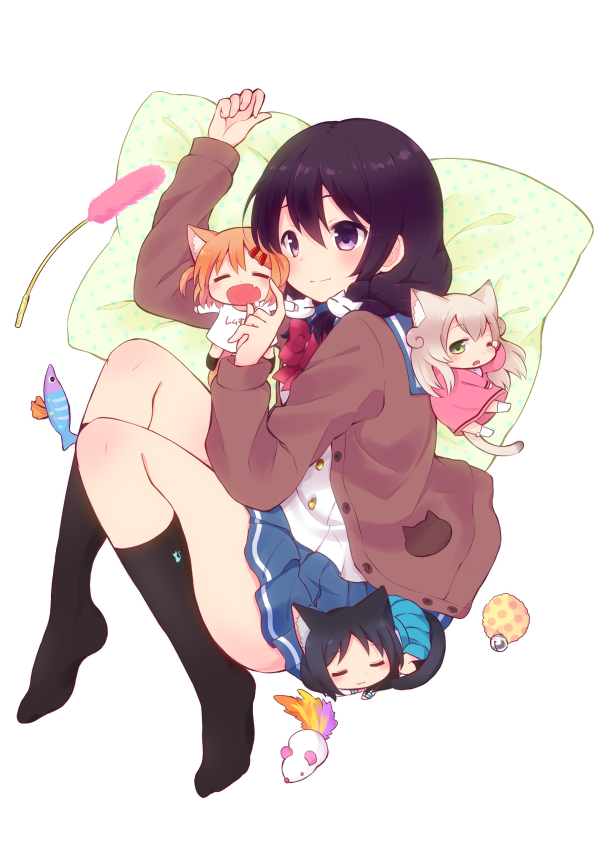 maa, shii, rou, and konagai yuuko (nyanko days) drawn by tarabagani