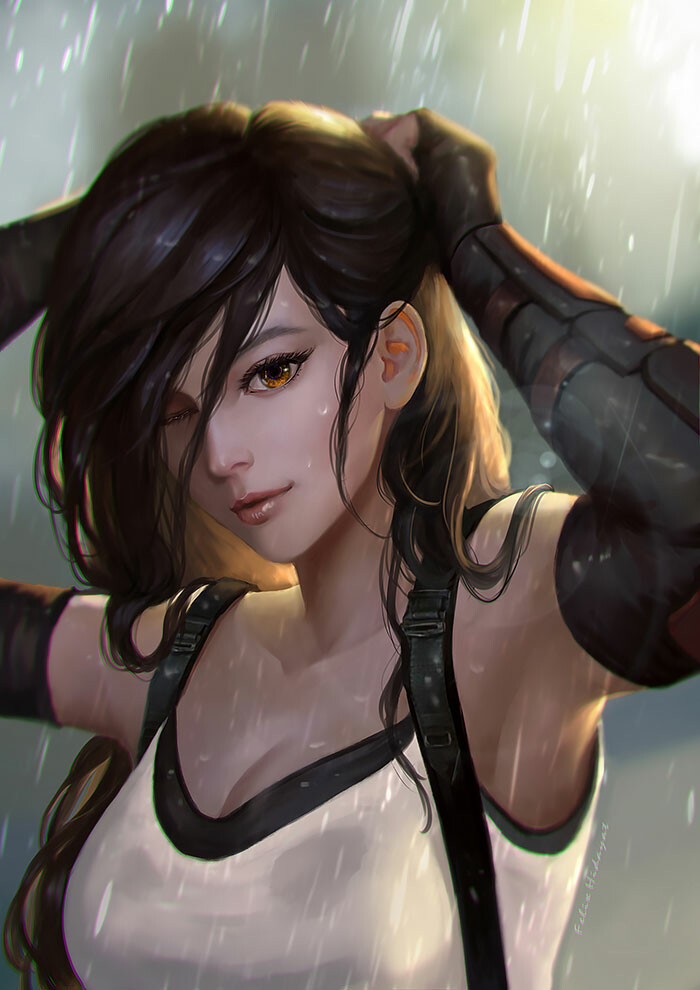 tifa lockhart (final fantasy and 2 more) drawn by nekomancerz