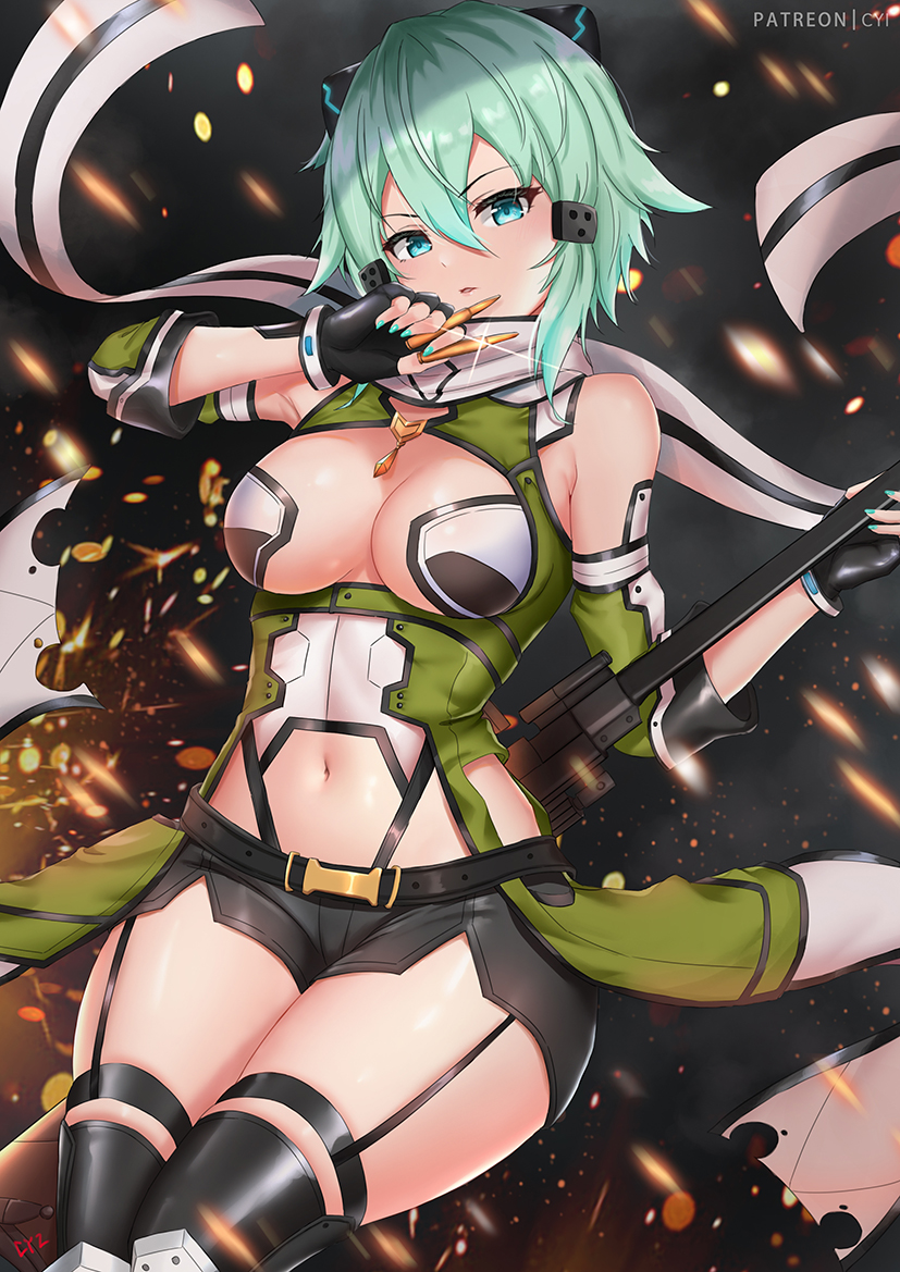 sinon (sword art online) drawn by cyicheng