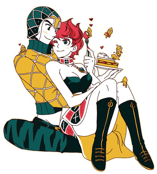 guido mista, trish una, and sex pistols (jojo no kimyou na bouken and 1 more) drawn by sweetblossom