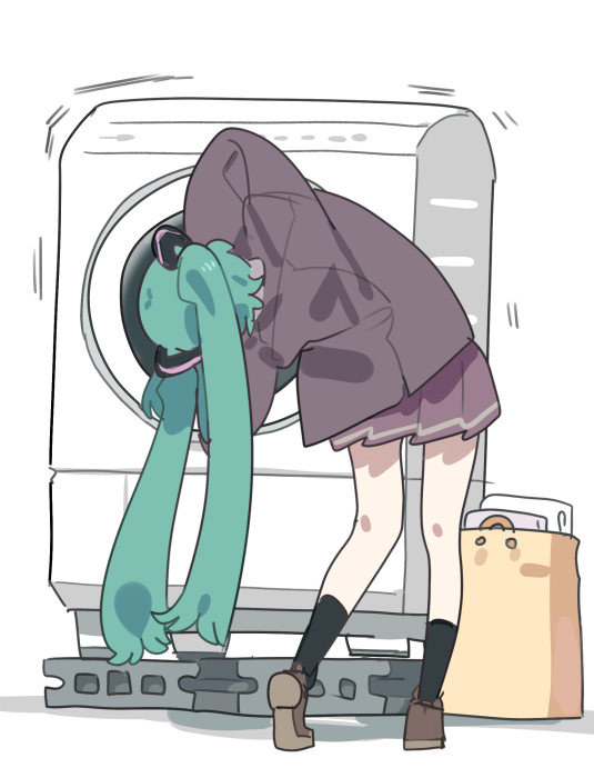 hatsune miku (vocaloid and 1 more) drawn by karei