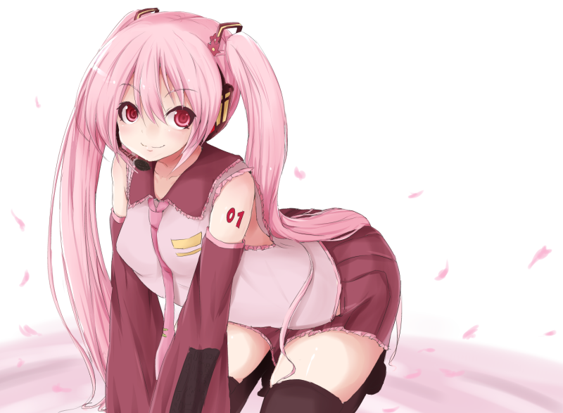 hatsune miku and sakura miku (vocaloid) drawn by remiria100