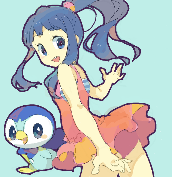 dawn and piplup (pokemon and 1 more) drawn by emunise