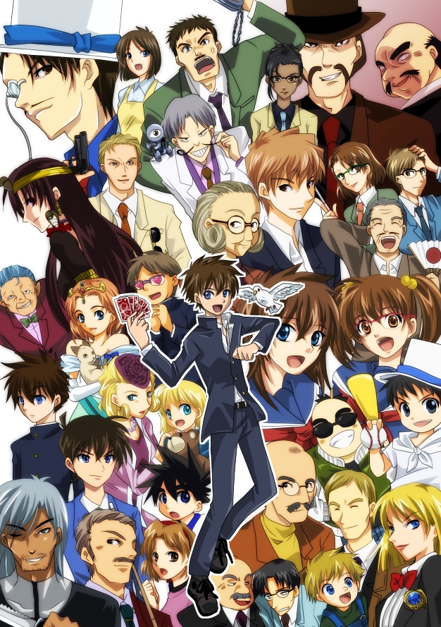 kudou shin'ichi, kuroba kaito, nakamori aoko, hakuba saguru, koizumi akako, and 24 more (meitantei conan and 2 more) drawn by hiyoko02