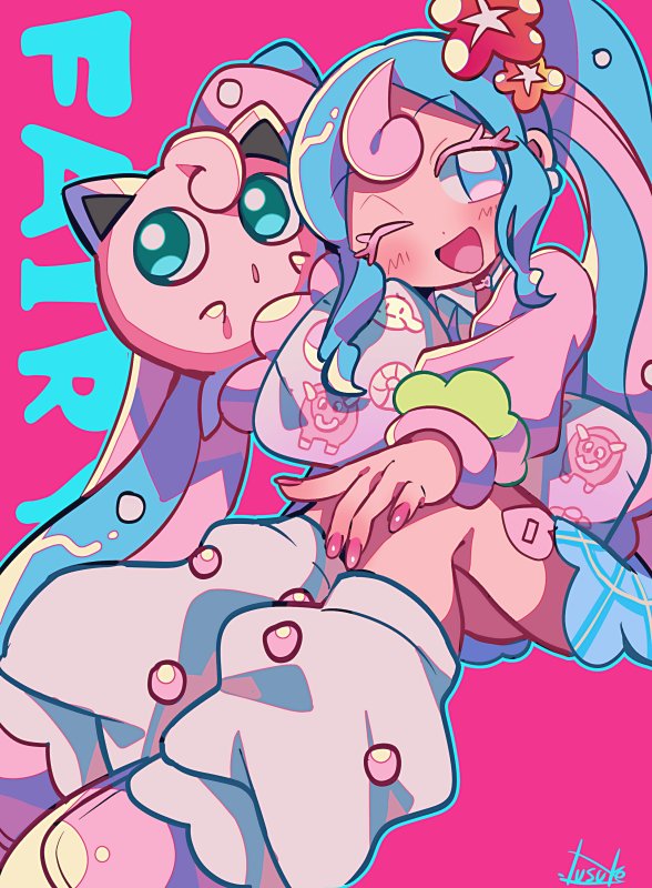 hatsune miku, jigglypuff, and fairy miku (pokemon and 2 more) drawn by yuusuke-kun