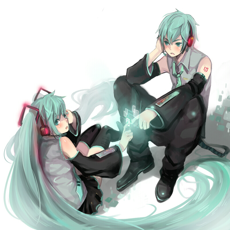 hatsune miku and hatsune mikuo (vocaloid) drawn by shell_(shell518)