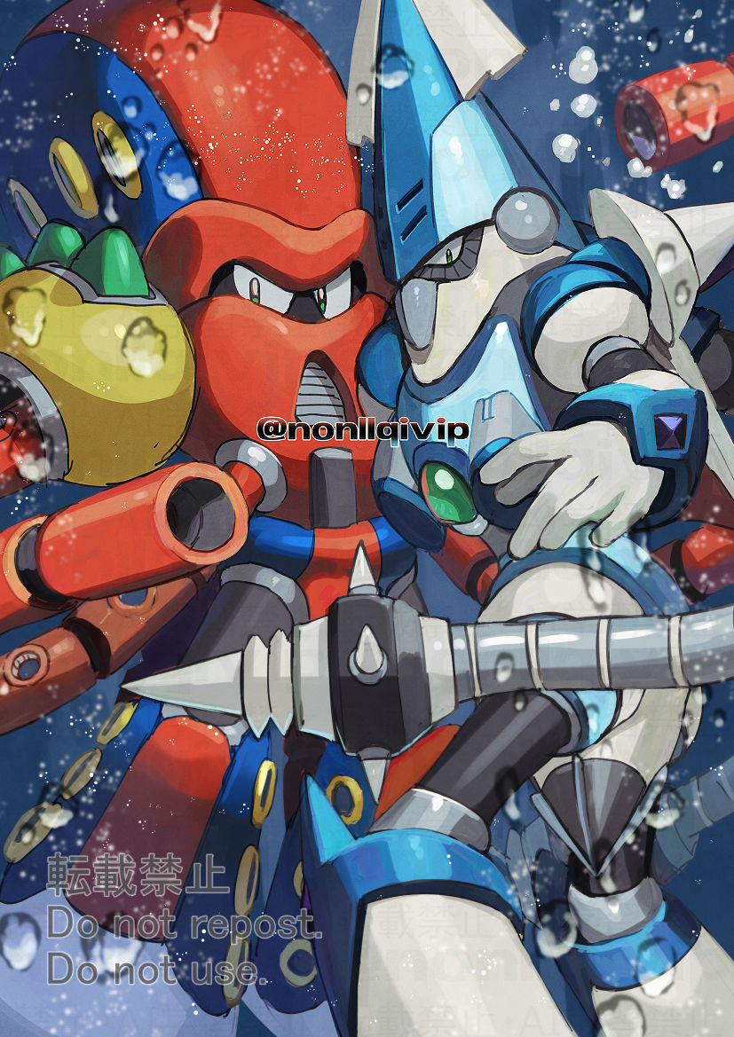 launch octopus and volt kraken (mega man and 3 more) drawn by yamanashi_taiki
