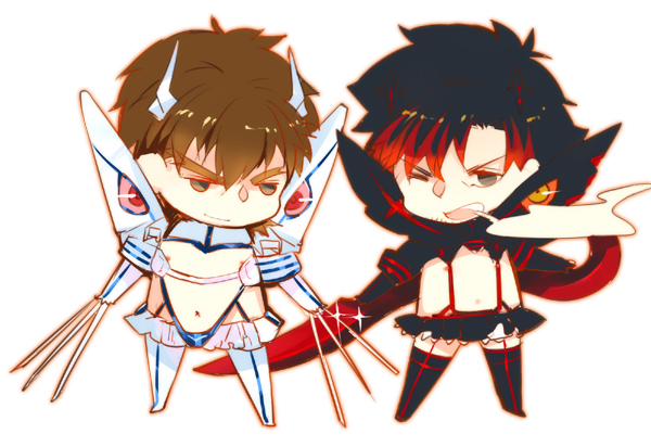 matoi ryuuko, senketsu, kiryuuin satsuki, kotomine kirei, emiya kiritsugu, and 1 more (fate and 2 more) drawn by amore1989