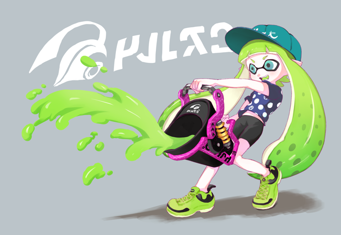 inkling player character and inkling girl (splatoon and 1 more) drawn by nichaku