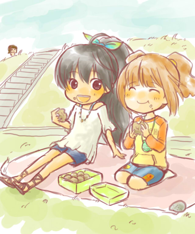 amami haruka, ganaha hibiki, takatsuki yayoi, and nonowa (idolmaster) drawn by kome-me
