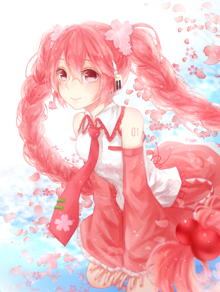hatsune miku and sakura miku (vocaloid) drawn by hyaku_hiiragi