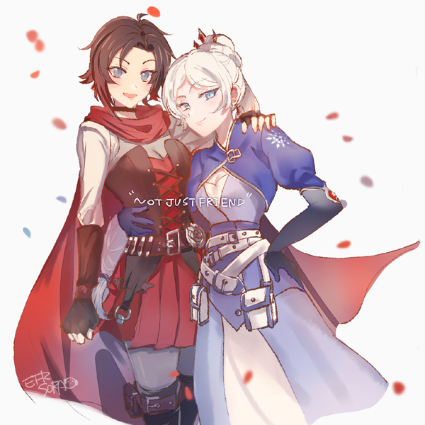 ruby rose and weiss schnee (rwby) drawn by sora_(efr)