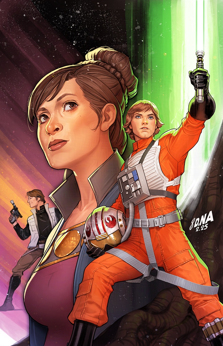 princess leia, luke skywalker, and han solo (star wars) drawn by david_nakayama