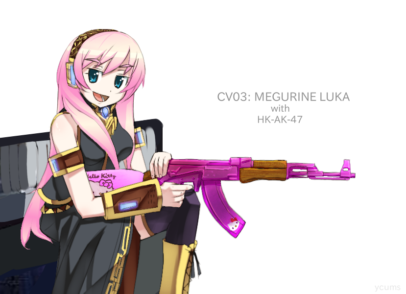 megurine luka and hello kitty (vocaloid and 2 more) drawn by ycums