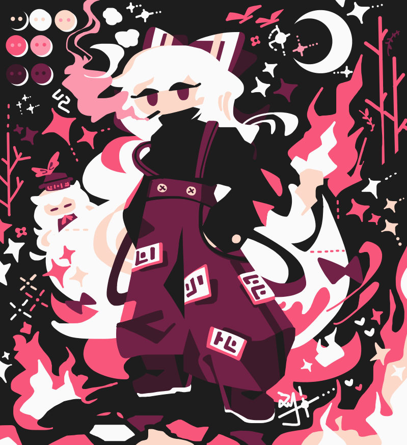 fujiwara no mokou and kamishirasawa keine (touhou) drawn by thatpebble