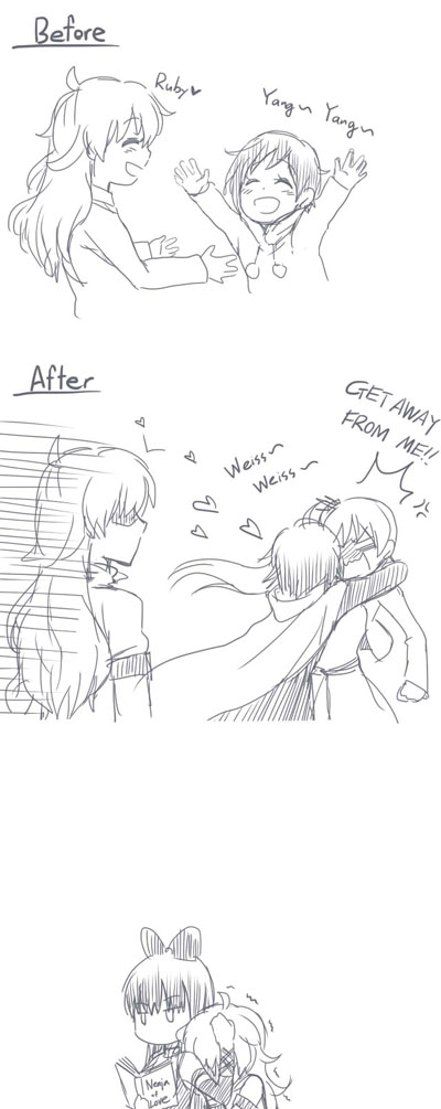 ruby rose, weiss schnee, yang xiao long, and blake belladonna (rwby) drawn by kuma_(bloodycolor)