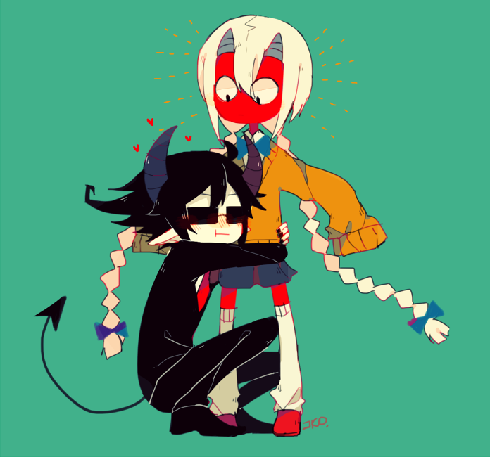 glasses and kiku (funamusea and 1 more) drawn by sakiroll