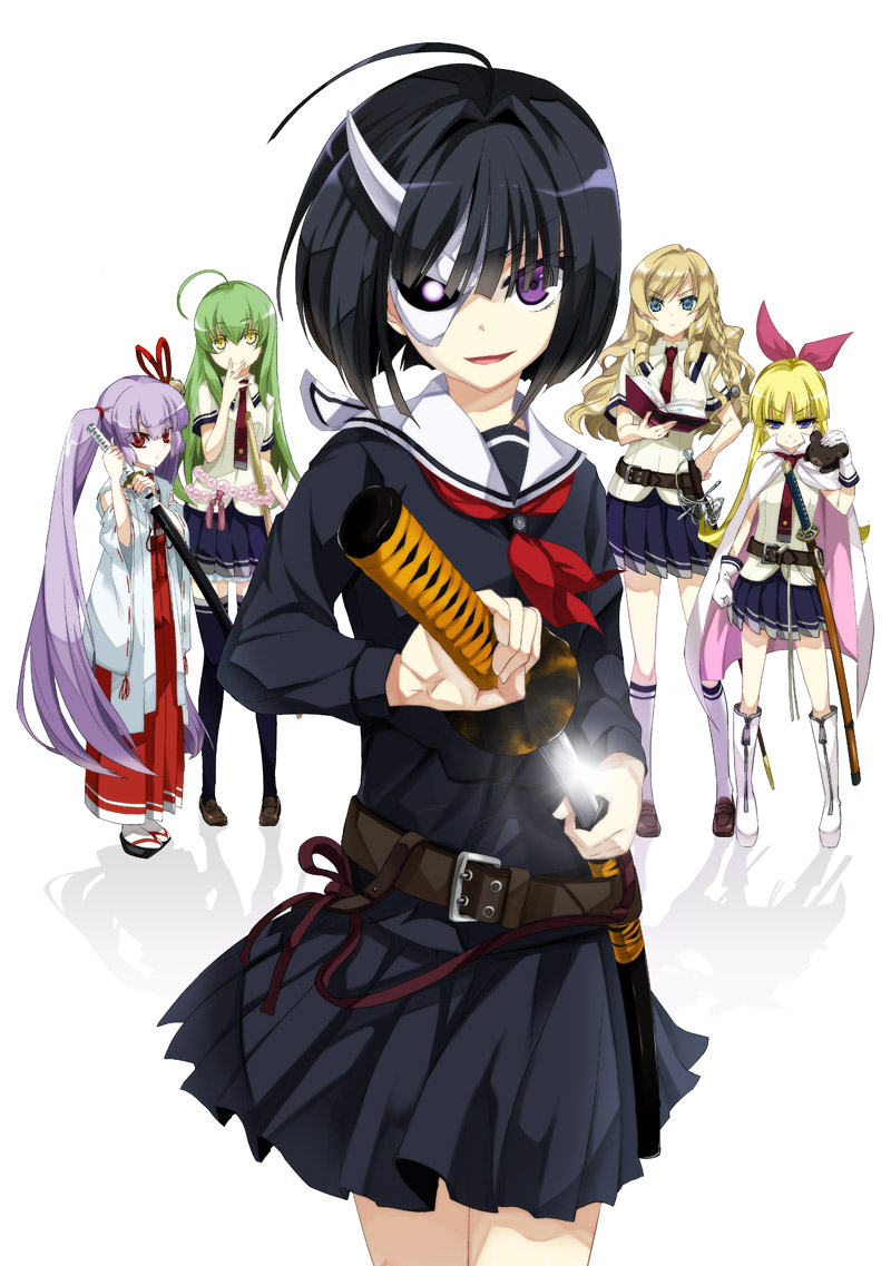 onigawara rin, inaba tsukuyo, kikakujou mary, tamaba satori, and hanasaka warabi (busou shoujo machiavellism) drawn by kanzaki_karuna