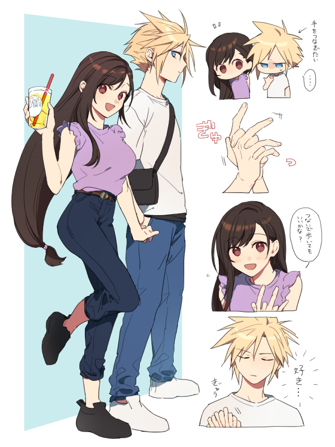 tifa lockhart and cloud strife (final fantasy and 2 more) drawn by tooru_(jux)