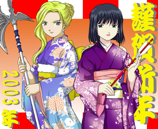 glycine bleumer and kitaooji hanabi (sakura taisen and 1 more) drawn by hanzou
