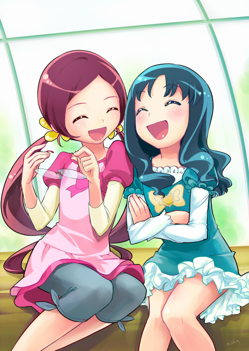 kurumi erika and hanasaki tsubomi (precure and 1 more) drawn by aisha_callaaisha
