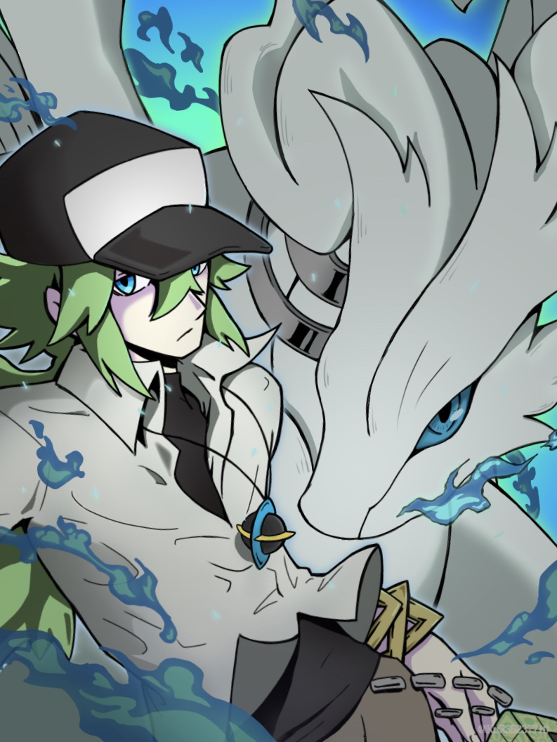 n and reshiram (pokemon and 1 more) drawn by aruke_(gter7727)