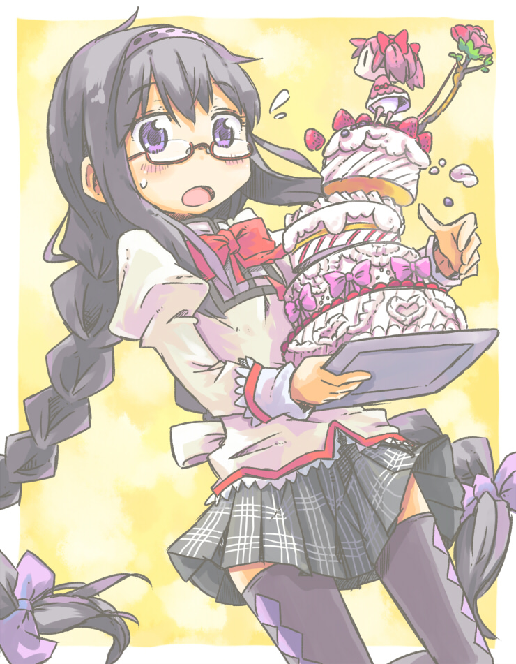 akemi homura and kaname madoka (mahou shoujo madoka magica) drawn by ueshita