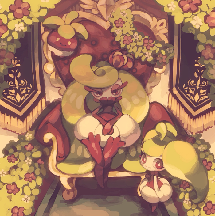 tsareena, bounsweet, and steenee (pokemon) drawn by maru_(umc_a)