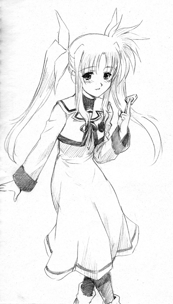 fate testarossa and bardiche (lyrical nanoha and 2 more) drawn by henshako