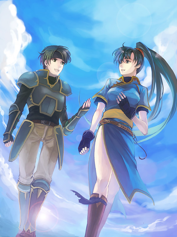 lyn and sain (fire emblem and 1 more) drawn by kaito_(sawayakasawaday)
