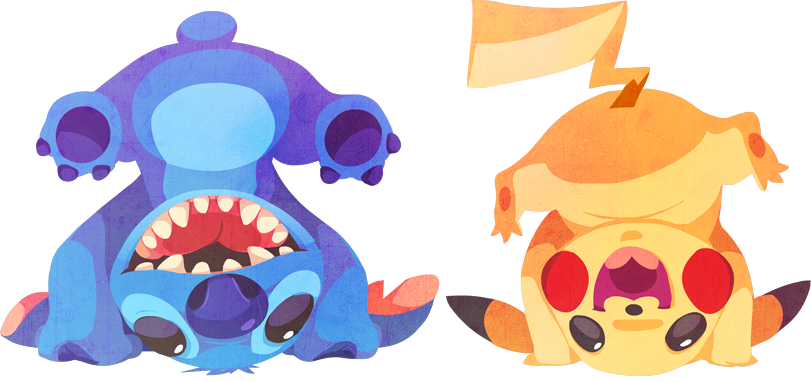 pikachu and stitch (pokemon and 1 more) drawn by kuitsuku