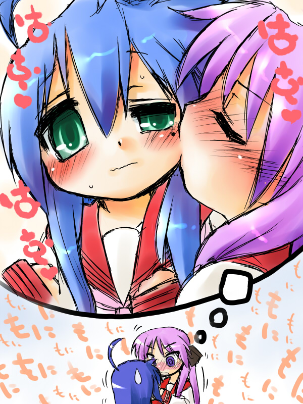 hiiragi kagami and izumi konata (lucky star) drawn by kogaku_kazuya