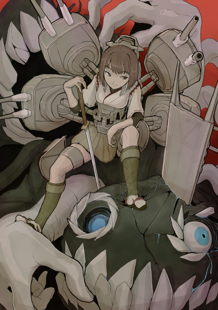 hyuuga, nu-class light aircraft carrier, and to-class light cruiser (kantai collection) drawn by boushi-ya